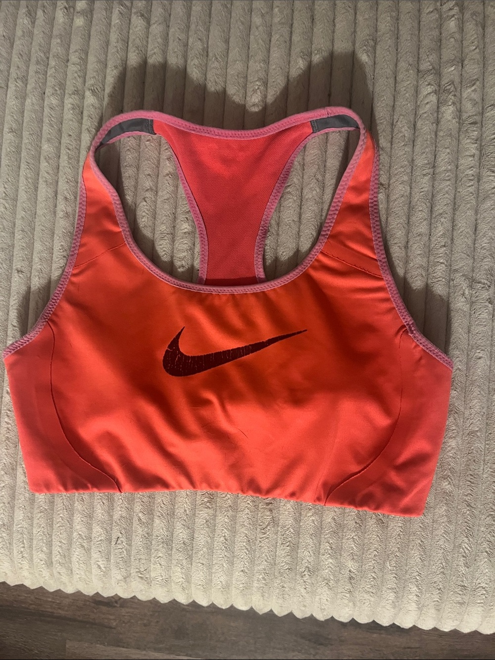 Nike Women’s Coral Sports Bra with Pink Trim